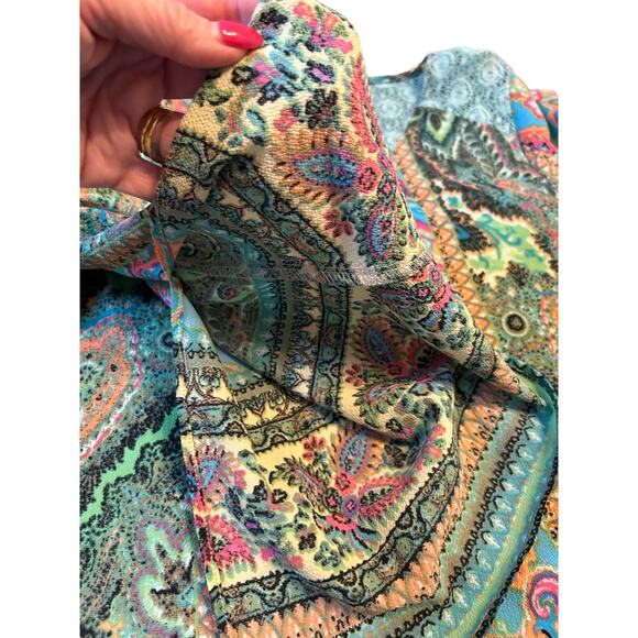 Anthropologie Olive Hill Multicolor Split Sleeve Tunic - Size M - Picture 7 of 9